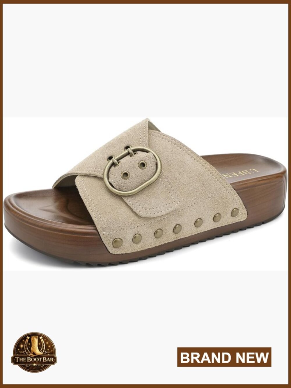 Genuine Leather Platform Slides, Arch Support, Comfortable Walking Sandals